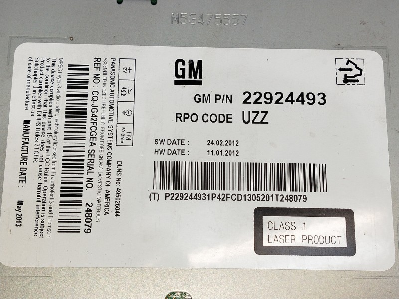 Recambio de sistema audio / radio cd para opel zafira tourer referencia OEM IAM   