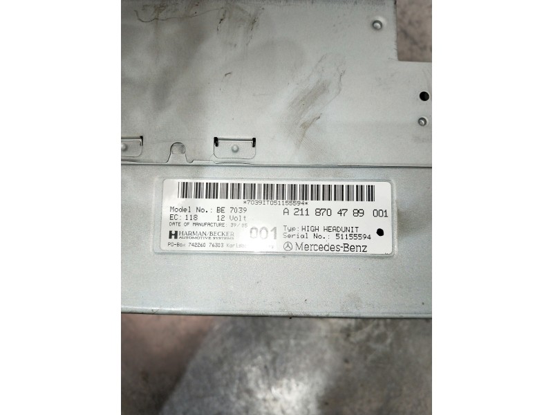Recambio de sistema audio / radio cd para mercedes clase cls (w219) referencia OEM IAM A2118704789  
