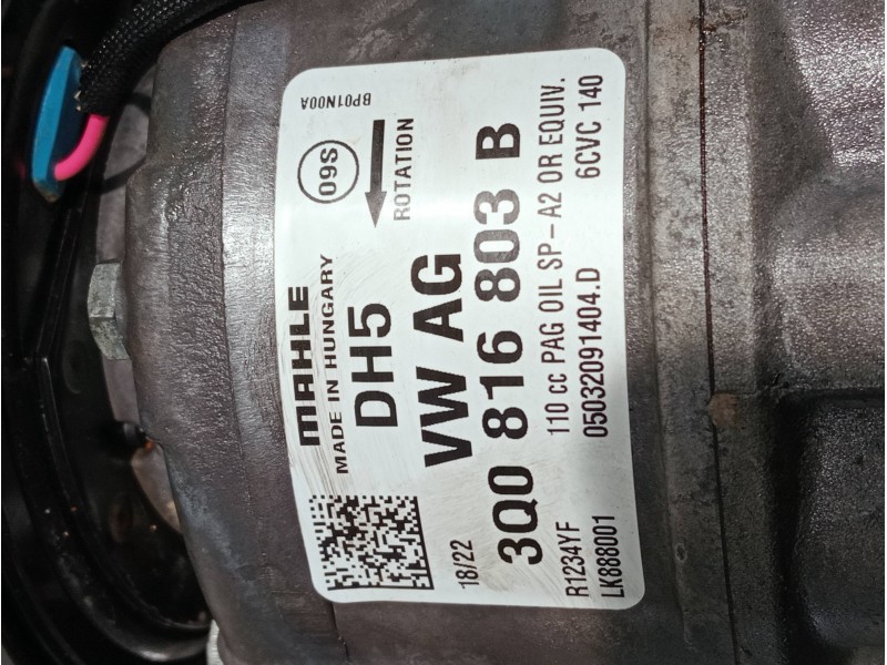 Recambio de compresor aire acondicionado para volkswagen caddy furgón/kombi referencia OEM IAM 3Q0816803B LK888001 