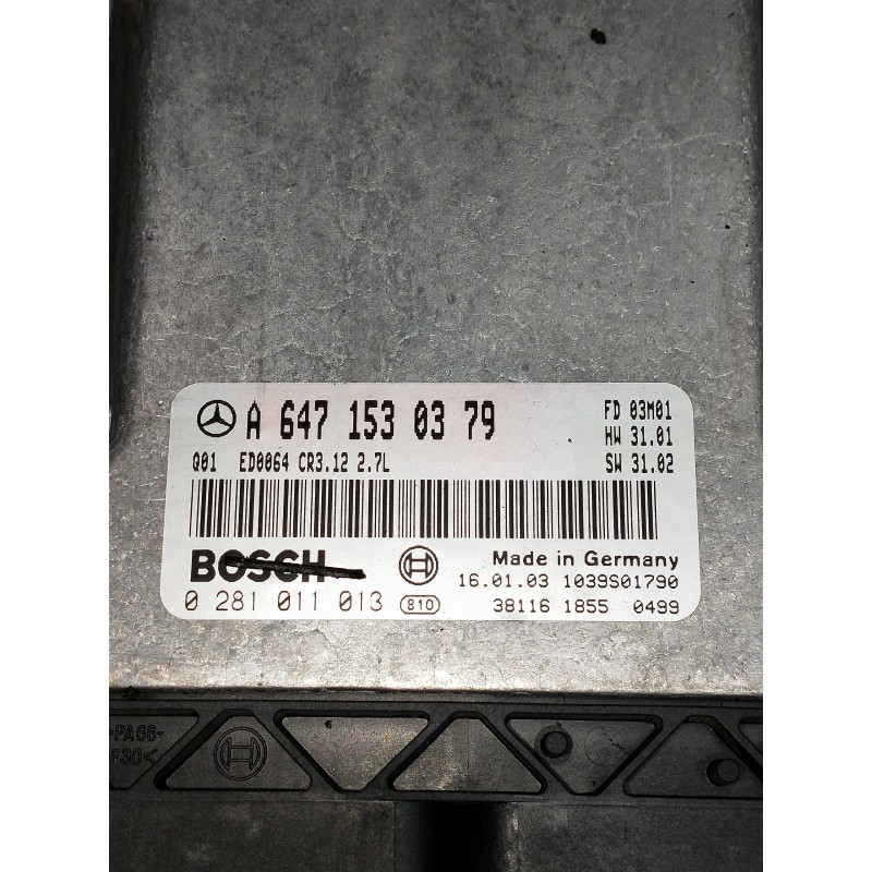 Recambio de centralita motor uce para mercedes clase e (w211) berlina referencia OEM IAM 0281011013 A6471530379 