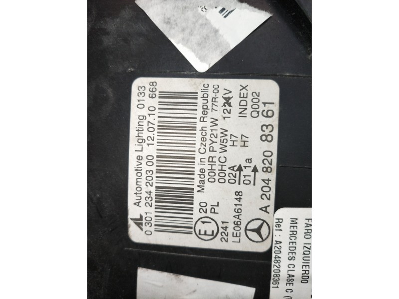 Recambio de faro izquierdo para mercedes clase c (w204) berlina c 200 cdi blueefficiency (204.001) referencia OEM IAM A204820836