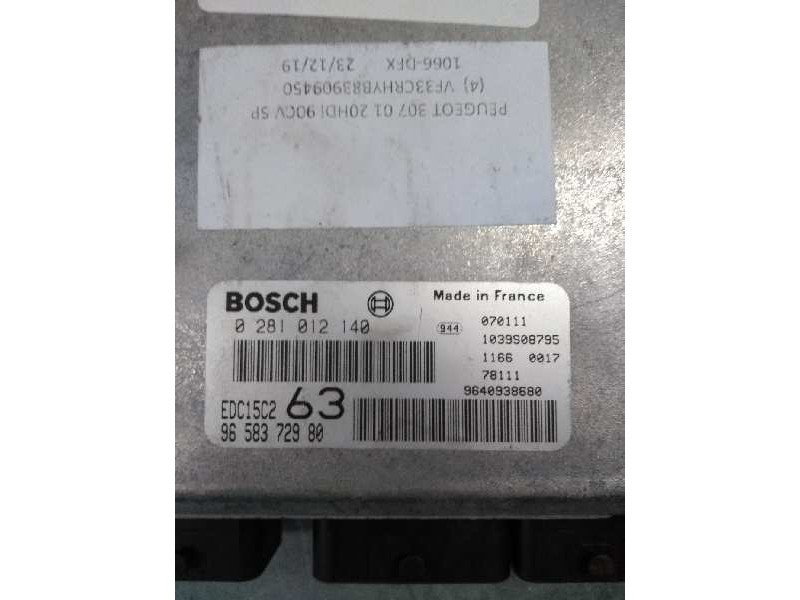 Recambio de centralita motor uce para peugeot 307 (s1) xr referencia OEM IAM 0281012140 9658372980 EDC15C2 63 1938LC