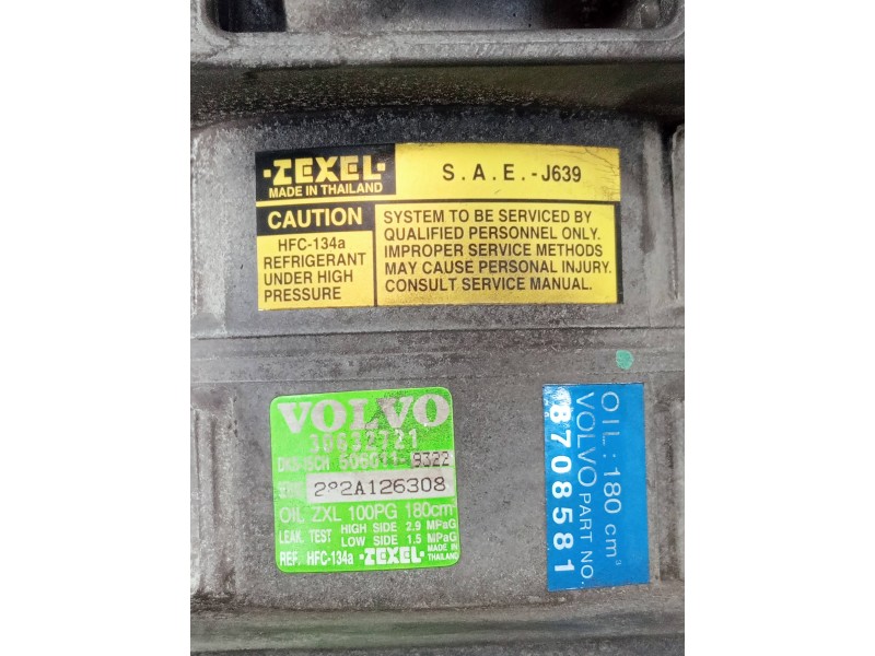 Recambio de compresor aire acondicionado para volvo s40 berlina referencia OEM IAM 8708581 30632721 5060119322