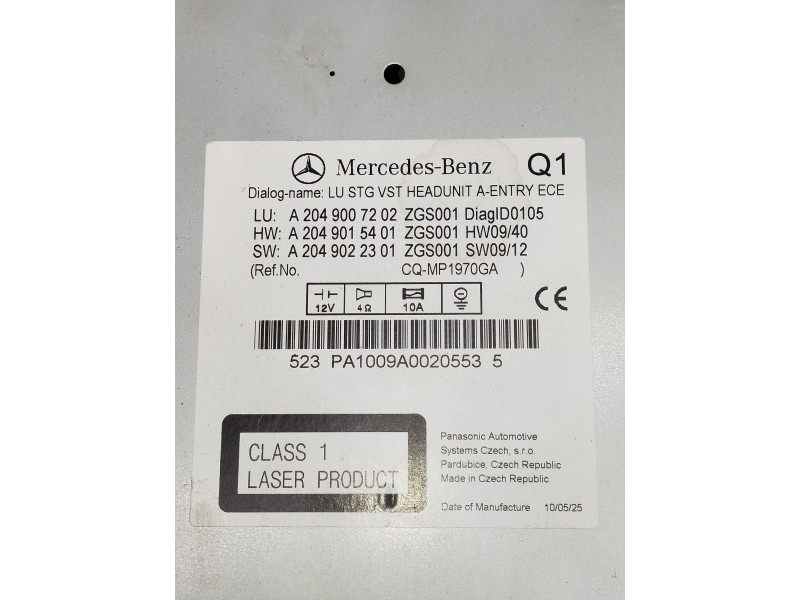 Recambio de sistema audio / radio cd para mercedes clase c (w204) berlina referencia OEM IAM A2049007202 A2049015401 