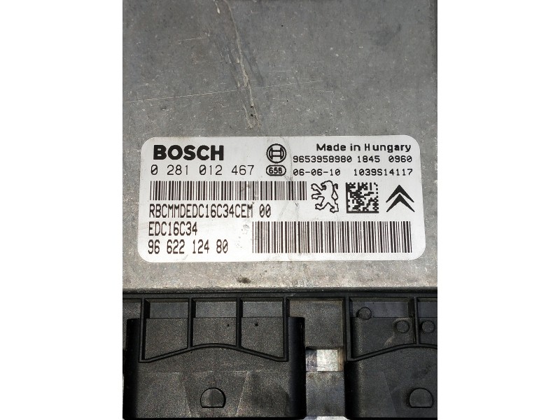 Recambio de centralita motor uce para peugeot 207 1.6 hdi referencia OEM IAM 0281012467 9662212480 
