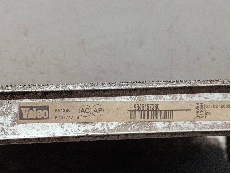 Recambio de radiador agua para peugeot 206 berlina referencia OEM IAM 9645157280 870774Z RA1296