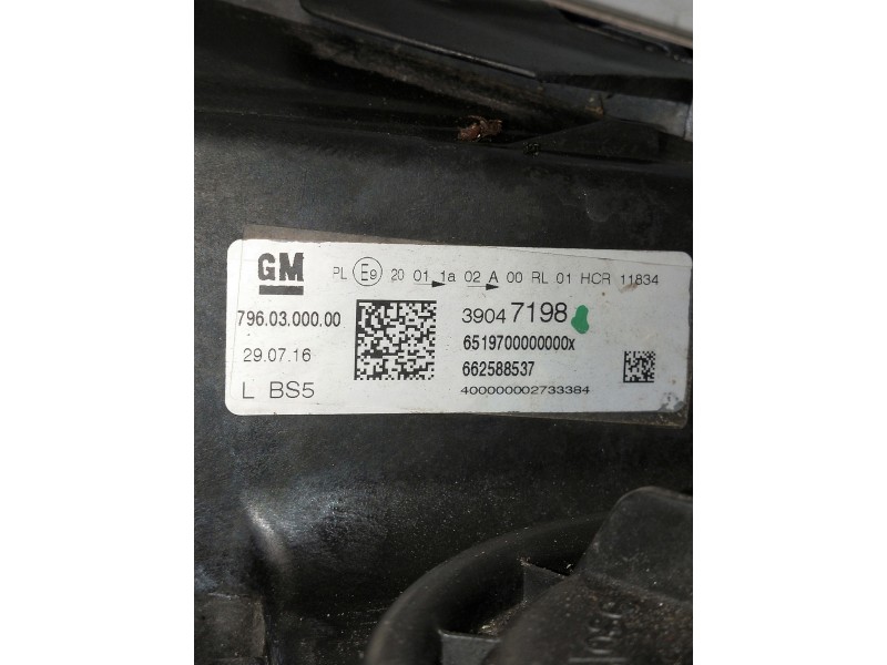Recambio de faro izquierdo para opel astra k lim. 5türig referencia OEM IAM 39047198 662588537 7960300000