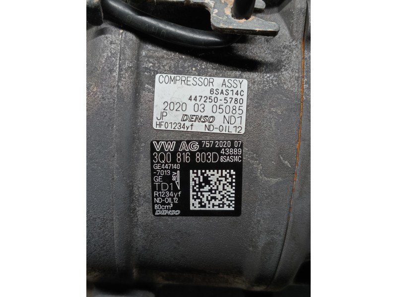 Recambio de compresor aire acondicionado para volkswagen golf viii lim. (cd1) referencia OEM IAM 4472505780 3Q0816803D 447140701