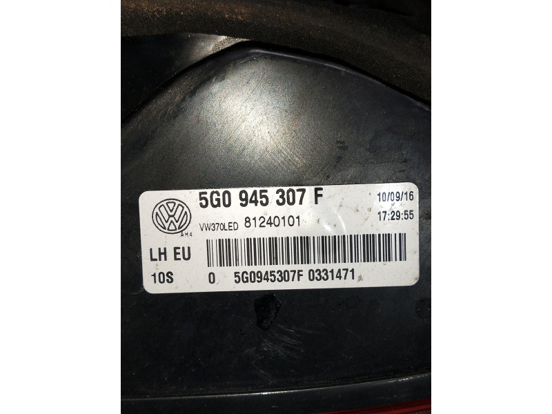 Recambio de piloto trasero izquierdo interior para volkswagen golf vii lim. 2.0 tsi referencia OEM IAM 5G0945307F  