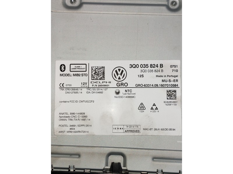 Recambio de sistema navegacion gps para volkswagen golf vii lim. 2.0 tsi referencia OEM IAM 3Q0035824B  