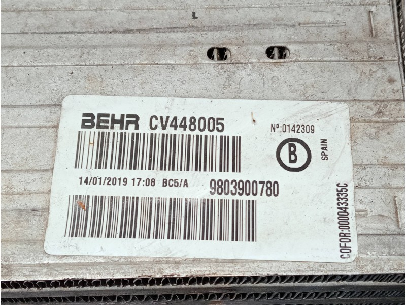 Recambio de intercooler para citroen c4 cactus referencia OEM IAM 9803900780 CV448005 