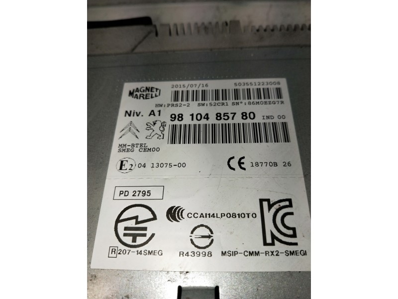 Recambio de sistema audio / radio cd para citroen c4 picasso referencia OEM IAM 9810485780  