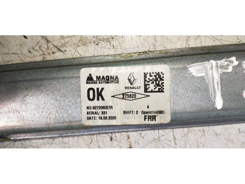 Recambio de elevalunas trasero derecho para dacia sandero comfort referencia OEM IAM 827206057R  