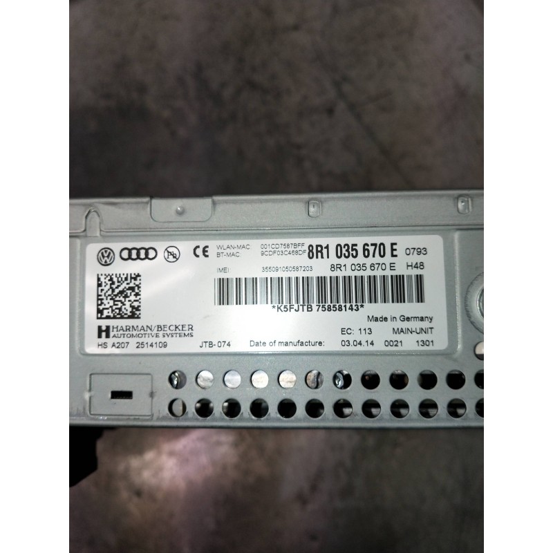 Recambio de sistema audio / radio cd para audi a4 avant (8k5) (2008) referencia OEM IAM 8R1035670E  