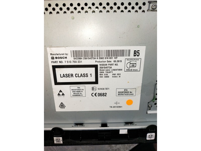 Recambio de sistema audio / radio cd para nissan qashqai (j11) referencia OEM IAM 7513750231 259154ET3A 