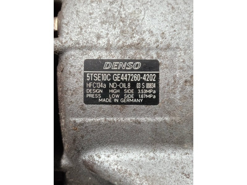 Recambio de compresor aire acondicionado para toyota yaris 1.3 16v cat referencia OEM IAM GE4472604202 5TSE10C 