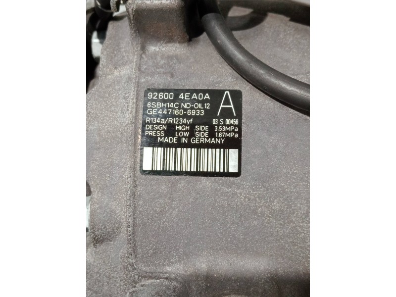 Recambio de compresor aire acondicionado para nissan qashqai (j11) referencia OEM IAM 926004EA0A GE4471606933 6SBH14C