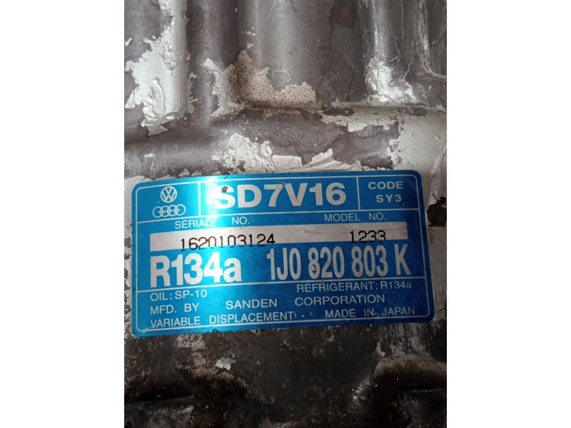 Recambio de compresor aire acondicionado para seat leon (1m1) signo referencia OEM IAM 1J0820803K  