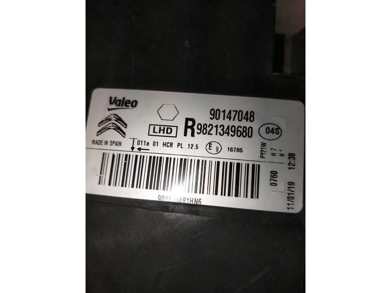 Recambio de faro derecho para citroen c4 cactus referencia OEM IAM 9821349680 90147048 