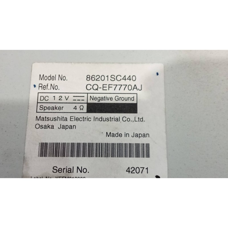 Recambio de sistema audio / radio cd para subaru forester s12 xs classic referencia OEM IAM 86201SC440 CQEF7770AJ 