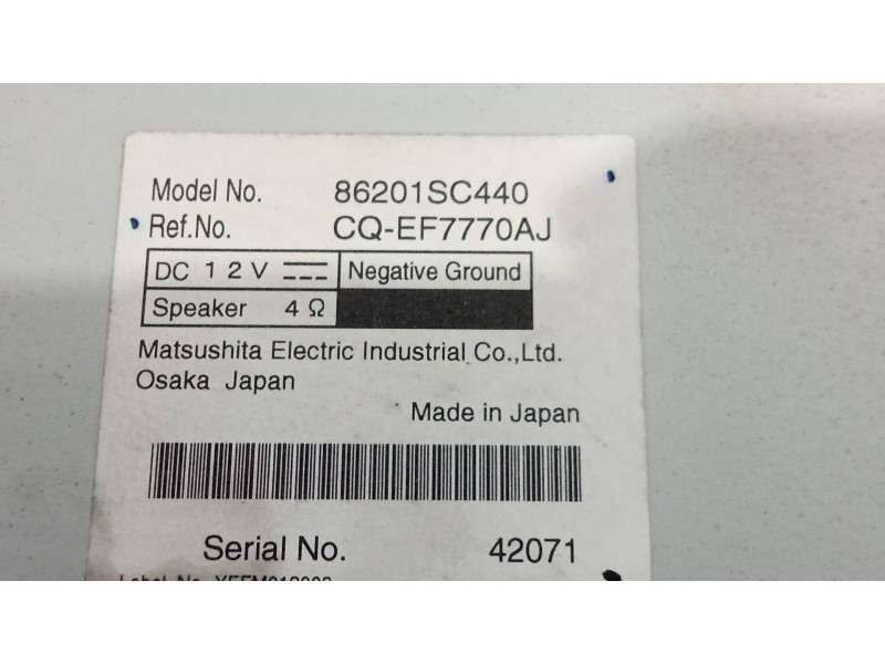 Recambio de sistema audio / radio cd para subaru forester s12 xs classic referencia OEM IAM 86201SC440 CQEF7770AJ 