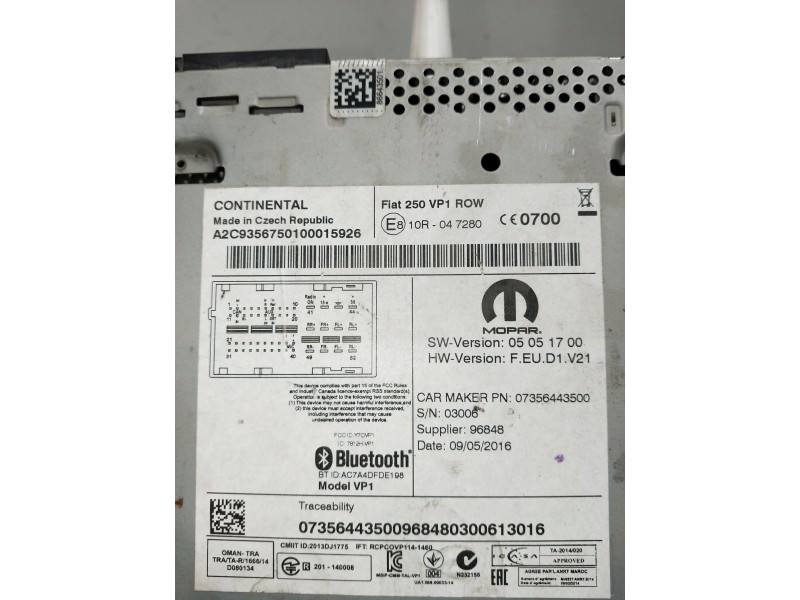 Recambio de sistema audio / radio cd para peugeot boxer caja cerrada referencia OEM IAM A2C9356750100015926 07356443500 