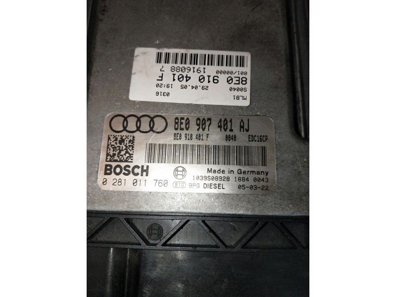Recambio de centralita motor uce para audi a4 berlina (8e) referencia OEM IAM 0281011760 8E0907401AJ 