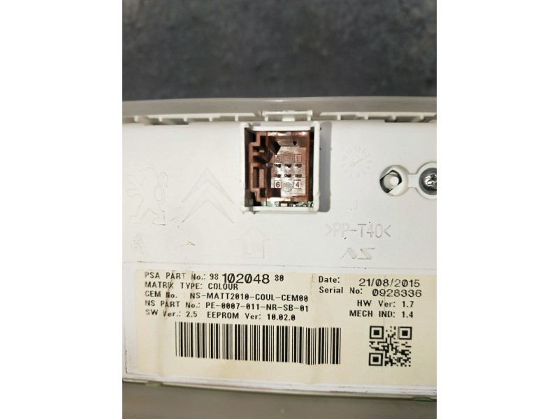 Recambio de cuadro instrumentos para peugeot 2008 (--.2013) referencia OEM IAM 9810204880 9813865680 