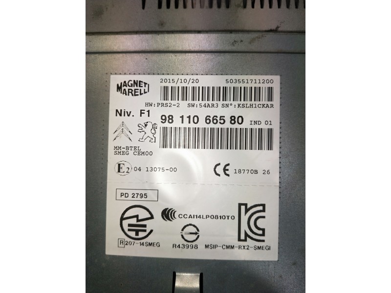 Recambio de sistema navegacion gps para peugeot 2008 (--.2013) referencia OEM IAM 9811066580 041307500 503551711200