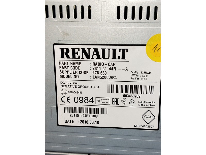 Recambio de sistema audio / radio cd para renault captur referencia OEM IAM 281151144R 276660 