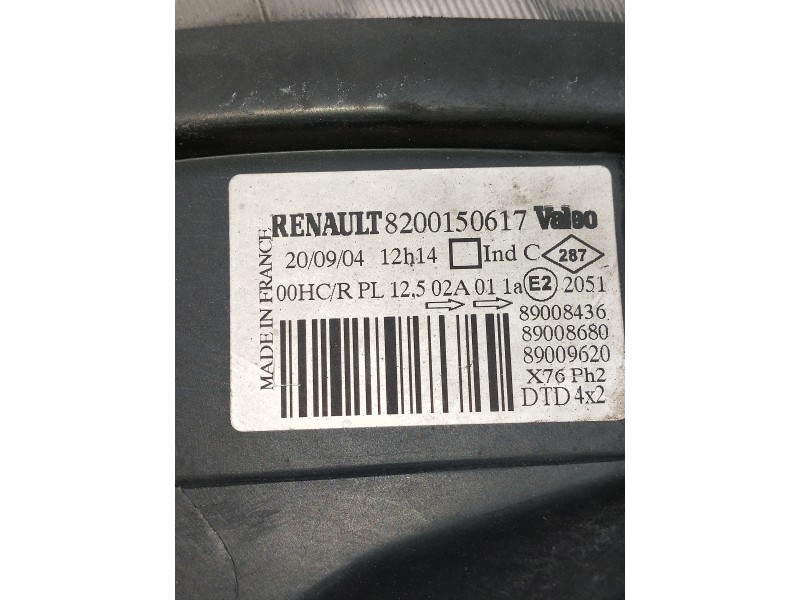 Recambio de faro derecho para renault kangoo (f/kc0) referencia OEM IAM 8200150617  