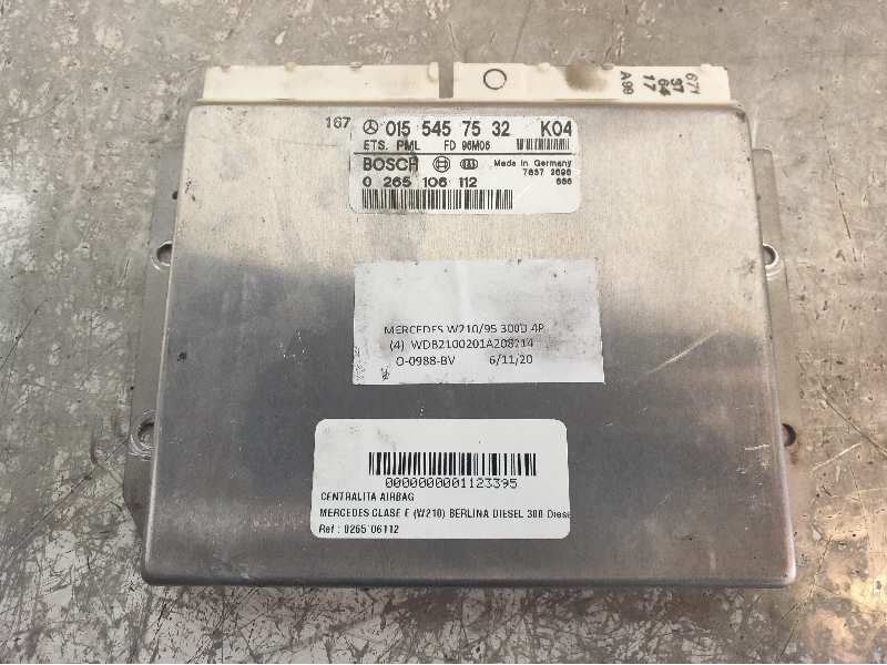 Recambio de centralita airbag para mercedes clase e (w210) berlina diesel 300 diesel (210.020) referencia OEM IAM 0265106112 015