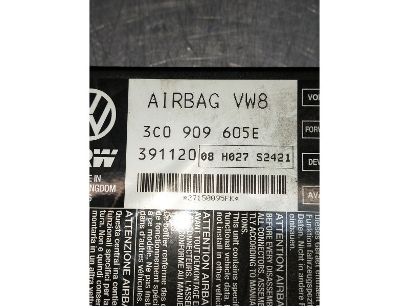Recambio de centralita airbag para seat leon (1p1) referencia OEM IAM 3C0909605E 391120 