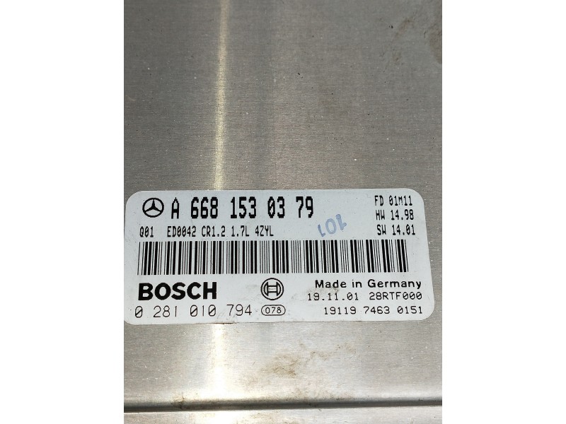 Recambio de centralita motor uce para mercedes clase a (w168) referencia OEM IAM A6681530379 0281010794 