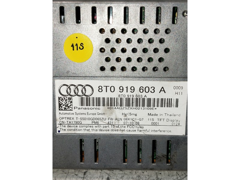 Recambio de pantalla multifuncion para audi a4 avant (8k5) (2008) referencia OEM IAM 8T0919603A  