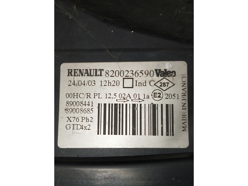 Recambio de faro izquierdo para renault kangoo (f/kc0) referencia OEM IAM 8900236590  