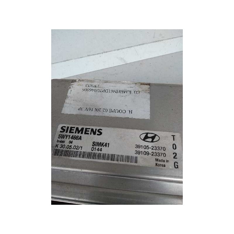 Recambio de centralita motor uce para hyundai coupe (gk) 2.0 16v cat referencia OEM IAM 5WY1466A 3910523370 T02G 3910923370 SIMK