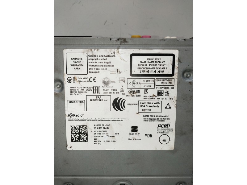 Recambio de sistema audio / radio cd para seat leon sc (5f5) referencia OEM IAM 5QA035824B  