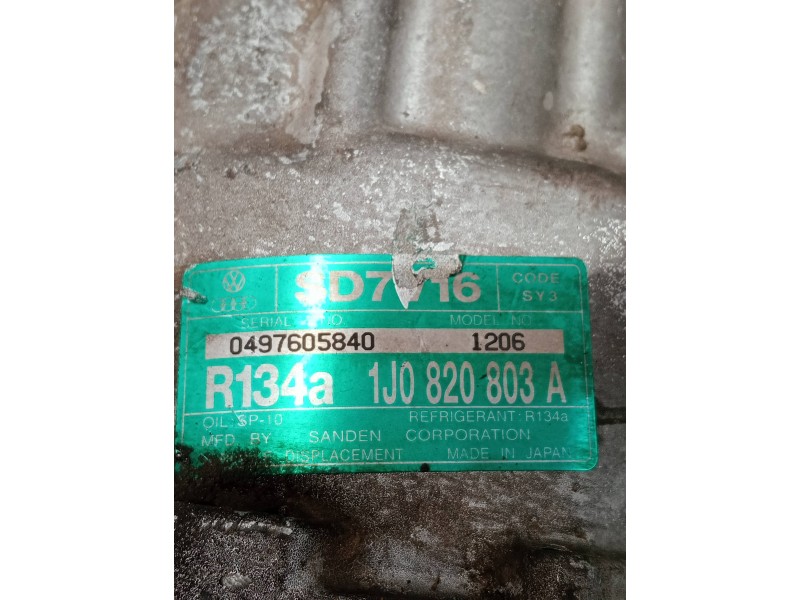Recambio de compresor aire acondicionado para volkswagen new beetle (9c1/1c1) referencia OEM IAM 1J0820803A  