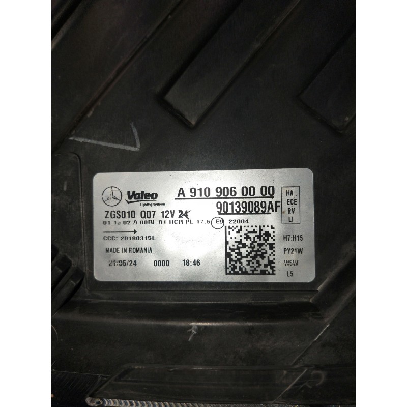 Recambio de faro izquierdo para mercedes sprinter iii furgón fwd referencia OEM IAM A9109060000 OJO VER FOTOS 90139089AF TIENE D