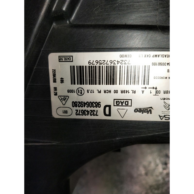 Recambio de faro derecho para citroen c4 lim. referencia OEM IAM 9830649280 73243672 LED. OJO VER FOTOS