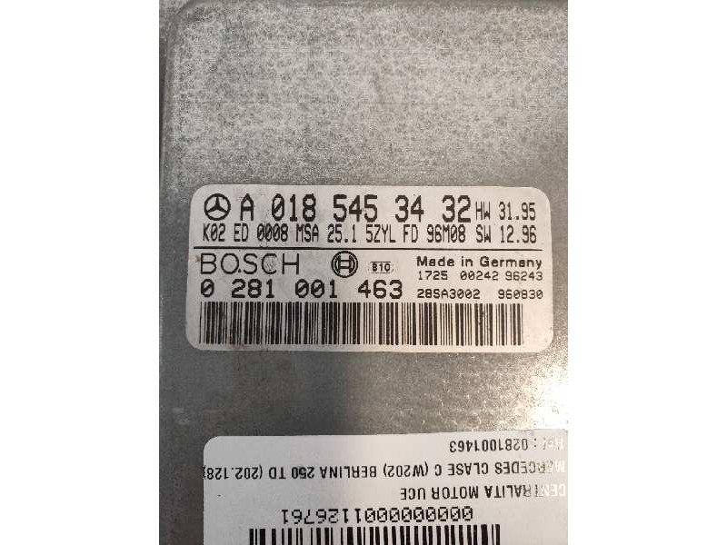 Recambio de centralita motor uce para mercedes clase c (w202) berlina 250 td (202.128) referencia OEM IAM 0281001463 A0185453432