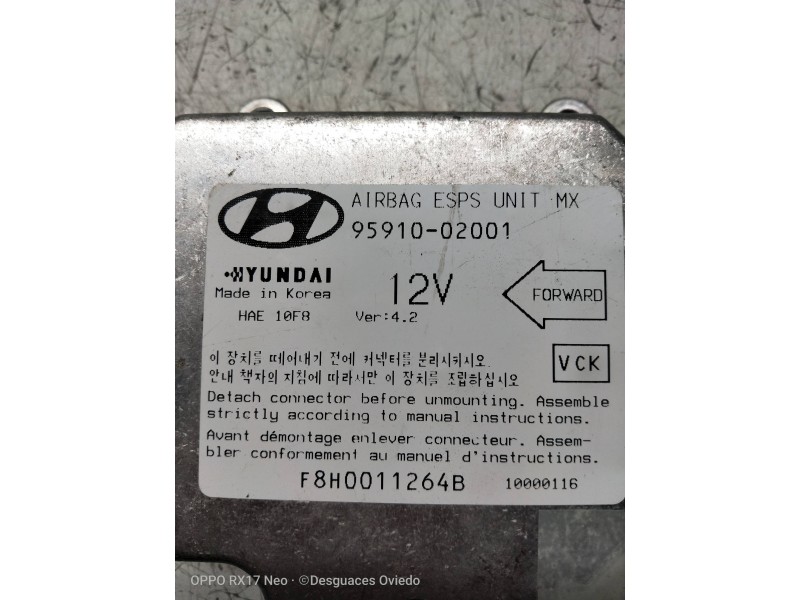Recambio de centralita airbag para hyundai atos prime (mx) 1.0 cat referencia OEM IAM 9591002001 HAE10F8 