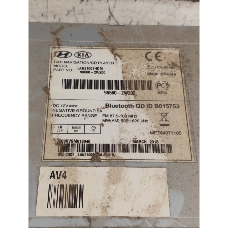 Recambio de sistema audio / radio cd para hyundai santa fe (dm) tecno 4wd referencia OEM IAM 965602W200  961702W7104X