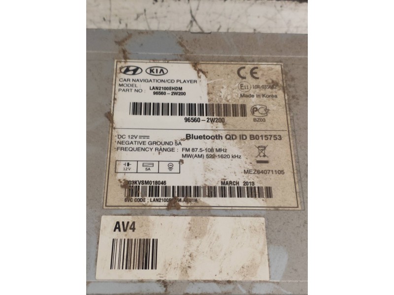 Recambio de sistema audio / radio cd para hyundai santa fe (dm) tecno 4wd referencia OEM IAM 965602W200  961702W7104X