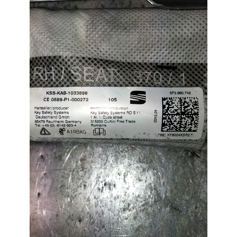 Recambio de airbag cortina delantero derecho para seat leon sc (5f5) referencia OEM IAM 5F3880742 KSSKAB1033898 