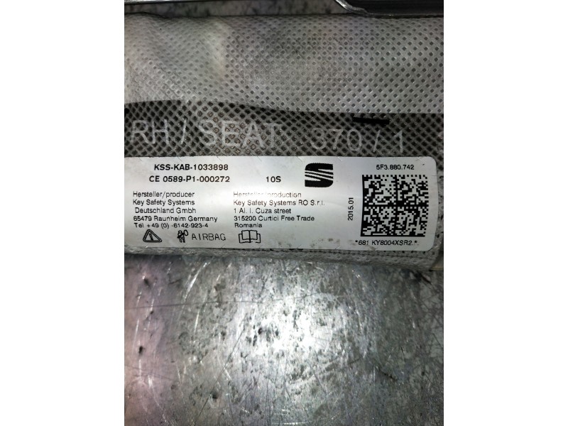 Recambio de airbag cortina delantero derecho para seat leon sc (5f5) referencia OEM IAM 5F3880742 KSSKAB1033898 