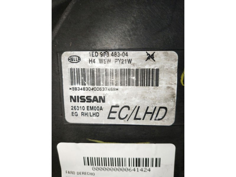 Recambio de faro derecho para nissan tiida (c11x/sc11x) acenta referencia OEM IAM 1ED98648304 26010EM00A 