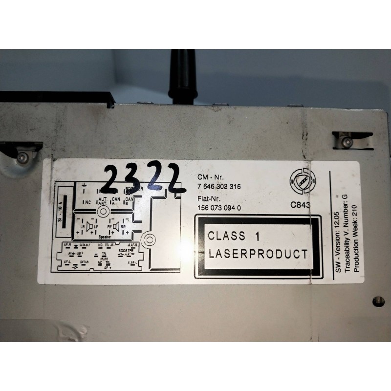 Recambio de sistema audio / radio cd para alfa romeo 159 (140) 2.4 jtdm 20v ti referencia OEM IAM 7646303316  BOSCH