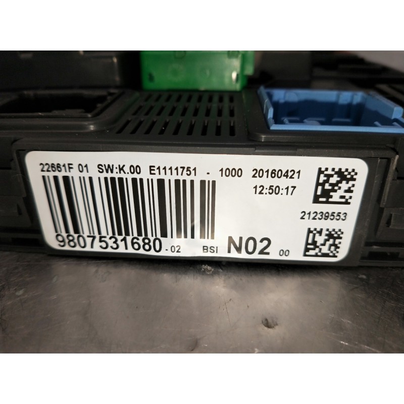 Recambio de caja reles / fusibles para citroen c-elysée referencia OEM IAM 9807531680 21239553 BSIN0200 20160421